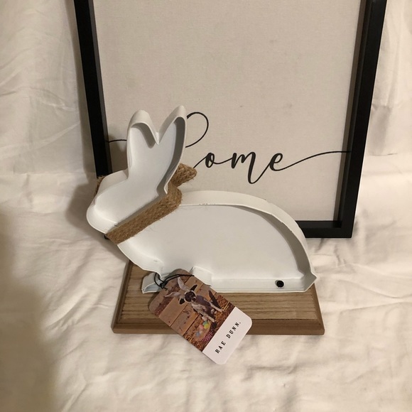 Rae Dunn Metal Easter bunny with burlap bow - Picture 6 of 6